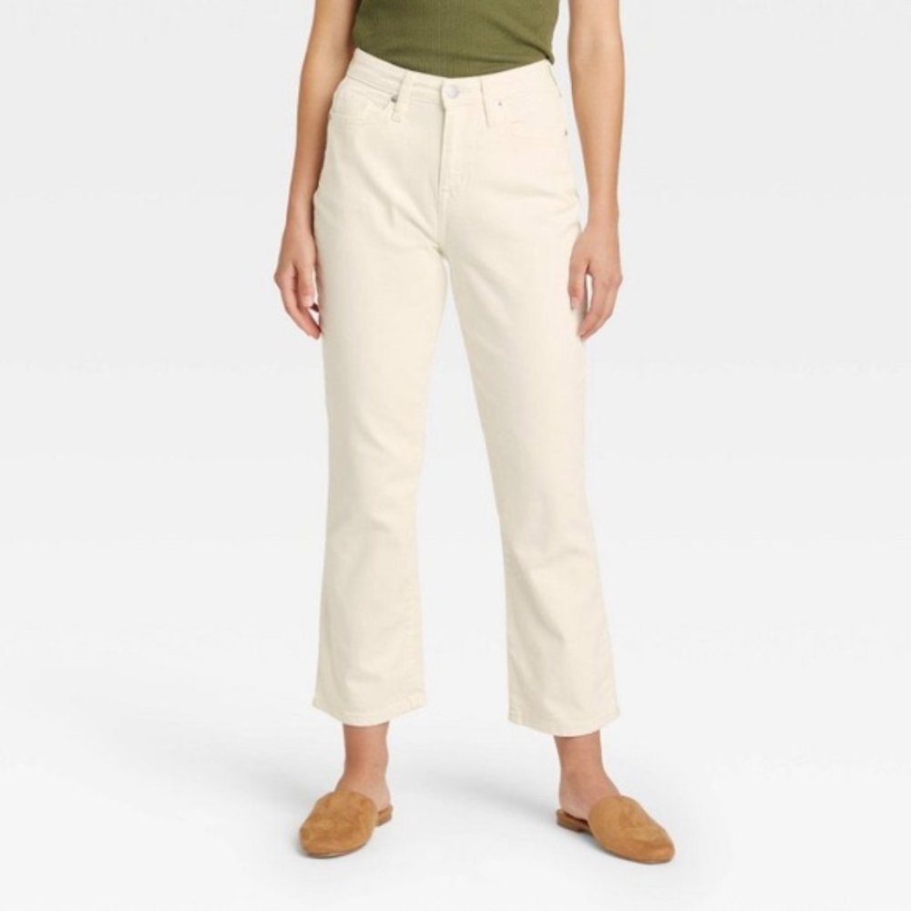 A New Day High Rise Bootcut Crop Jeans Size 8 NWT Neutral Stretch Denim Vacation